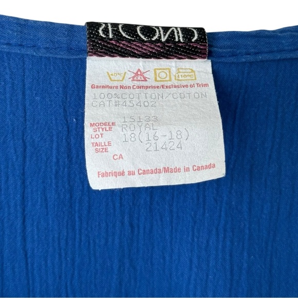 Vtg 90s Button Front Belted Jumpsuit Sz 16 18 Royal Blue Capri Crop Short Sleeve - Picture 4 of 9